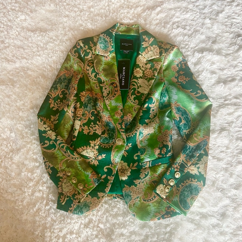 Marciano Emerald and Gold Patterned Blazer
